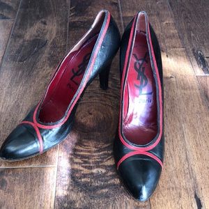 YSL BLACK AND RED PUMPS
